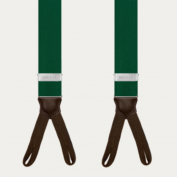 Green and brown silk suspenders with buttonholes