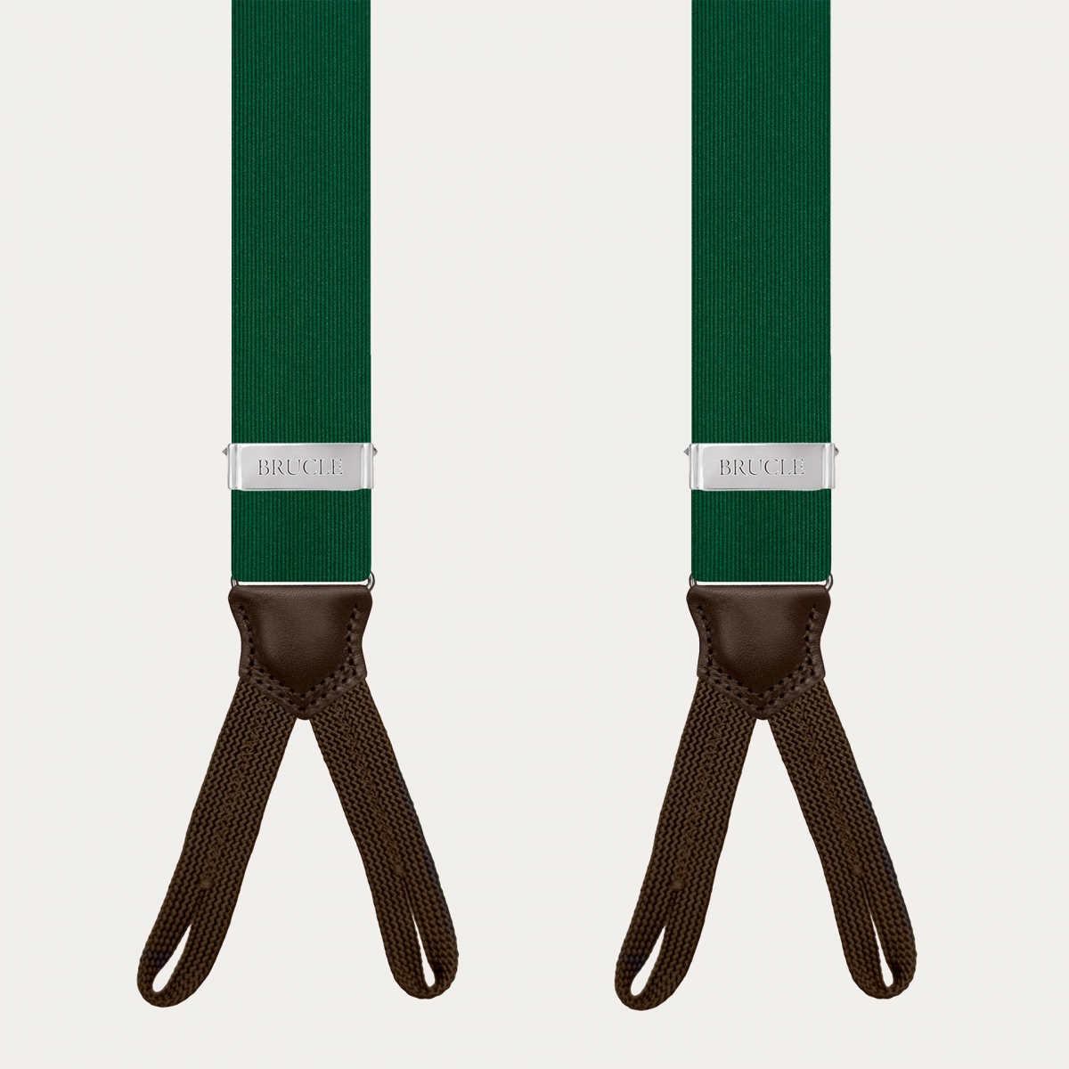 Green and brown silk suspenders with buttonholes
