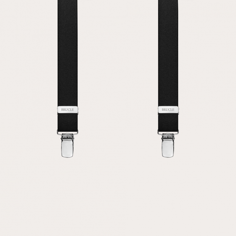 Narrow black X-shaped suspenders