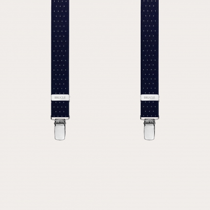 Narrow pin dot blue suspenders