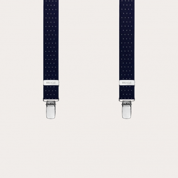Narrow pin dot blue suspenders