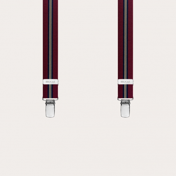 Bordeaux regimental suspenders with 4 clip-on straps
