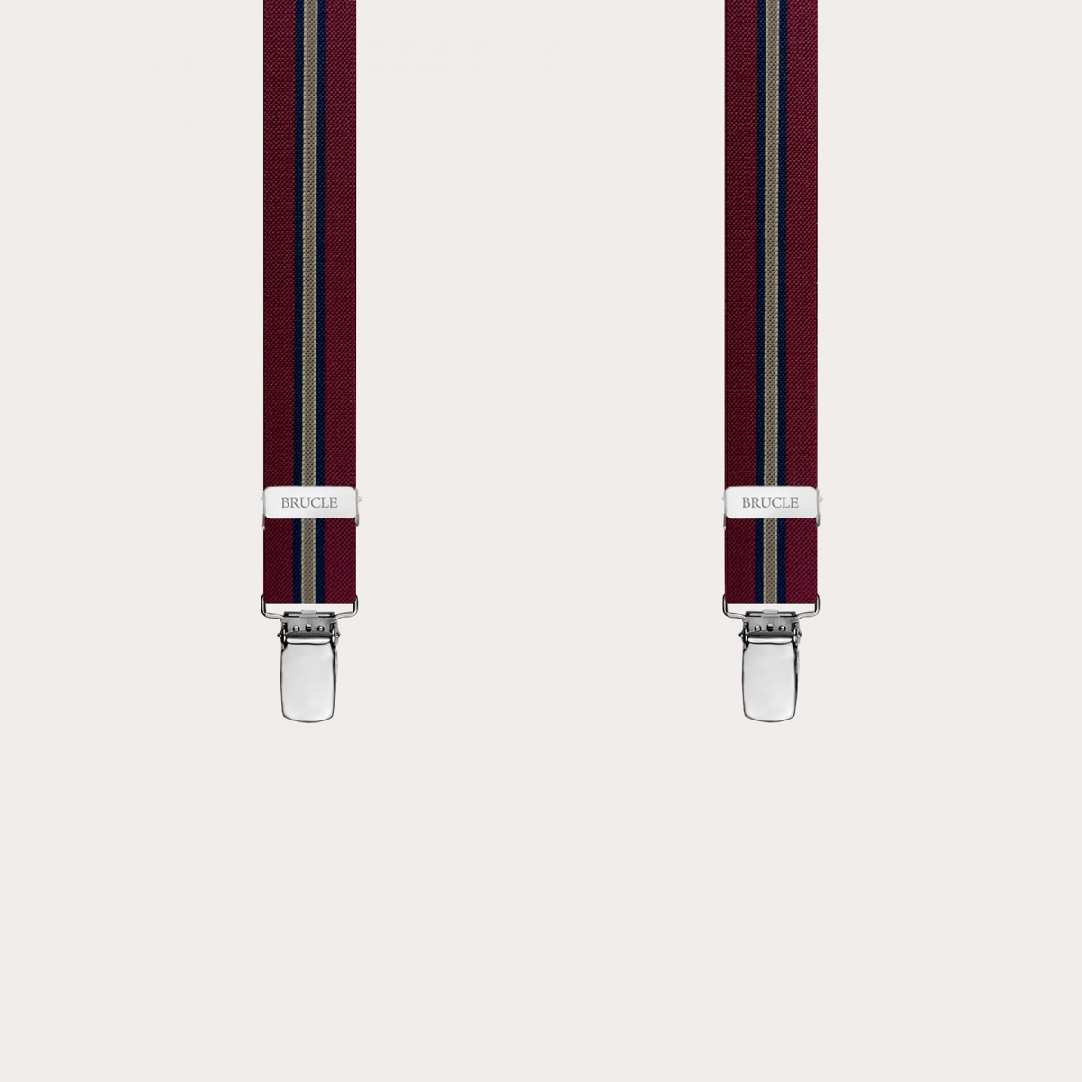 Bordeaux regimental suspenders with 4 clip-on straps