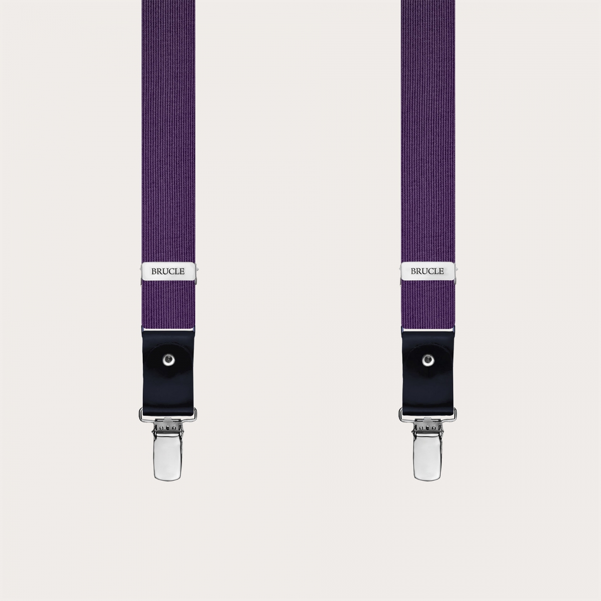 Narrow violet suspenders for men in jacquard silk for buttons or clips