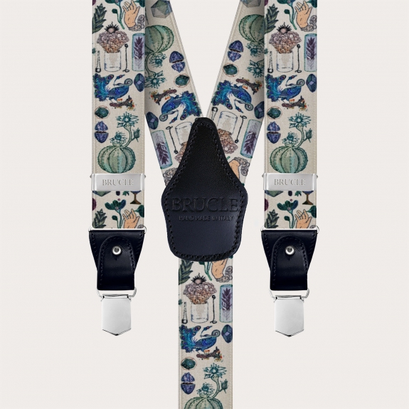 Bretelles effet satin sans nickel, motif alchimique