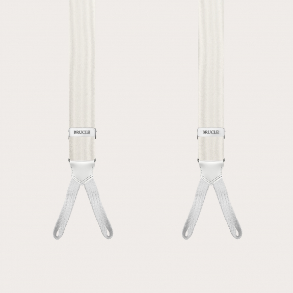 Hosenträger schmale zum knöpfen, Weiß Seide