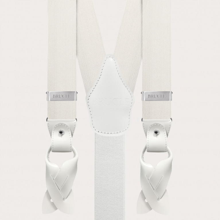 Bretelle uomo bianche in seta jacquard