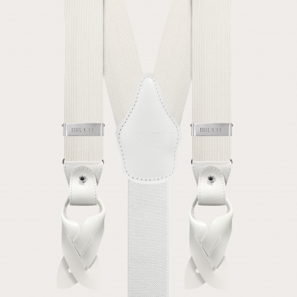 Bretelles blanches en soie jacquard