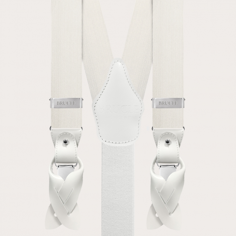 Jacquard-Seiden-weiße Hosenträger