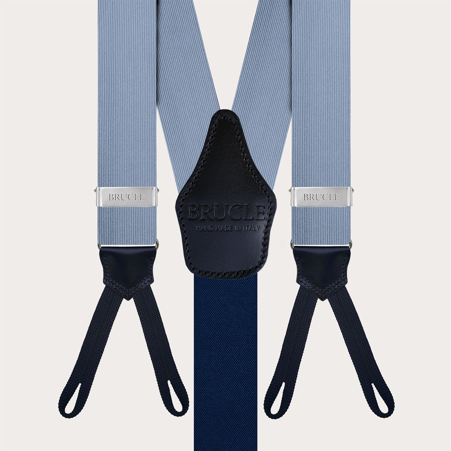 Silk Y-shape suspenders with braid runners, blue sky