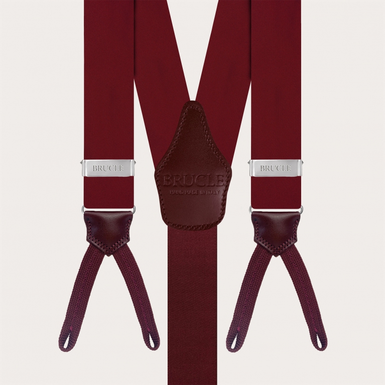 Bretelles en satin de soie bordeaux pour boutons