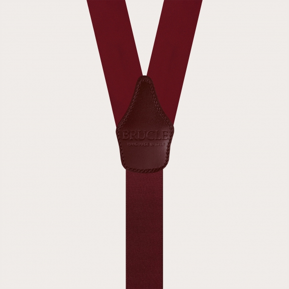 Bretelles en satin de soie bordeaux pour boutons