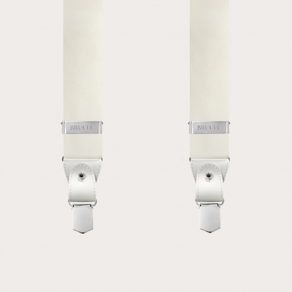 White suspenders in silk satin