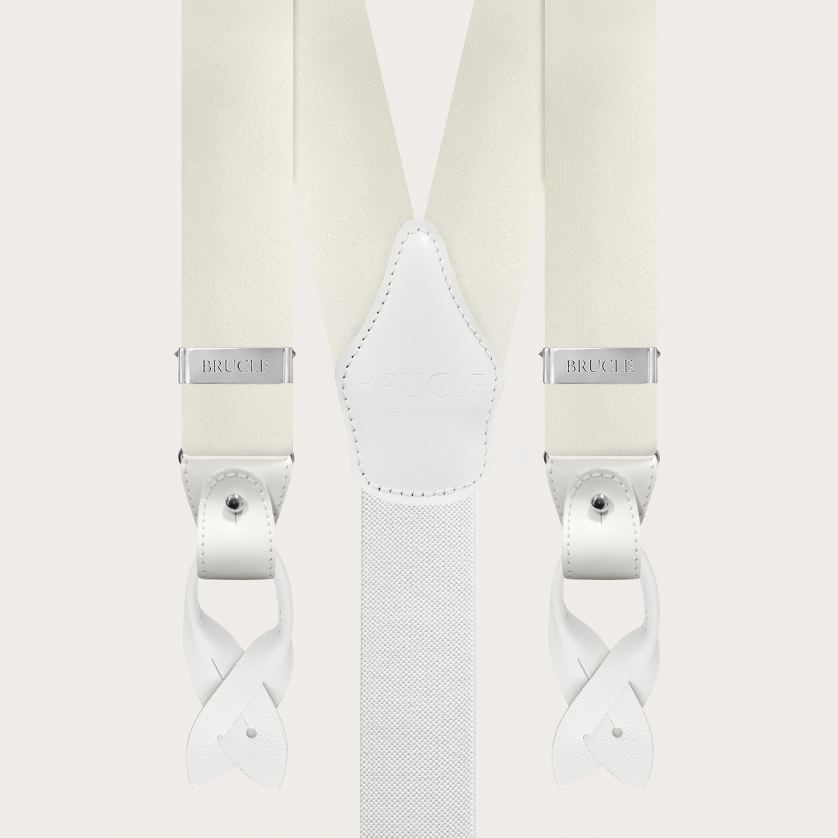 White suspenders in silk satin