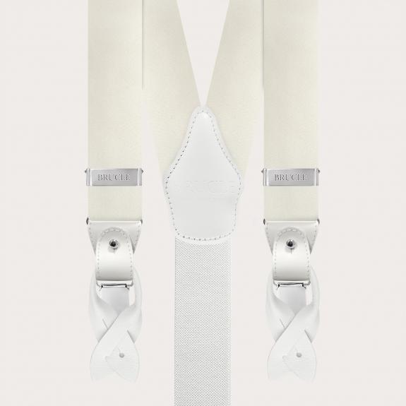 Bretelles larges en satin de soie blanc