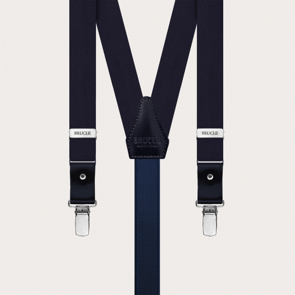 Marineblaue Hosenträger aus Seidensatin, 25 mm für Knöpfe oder Clips