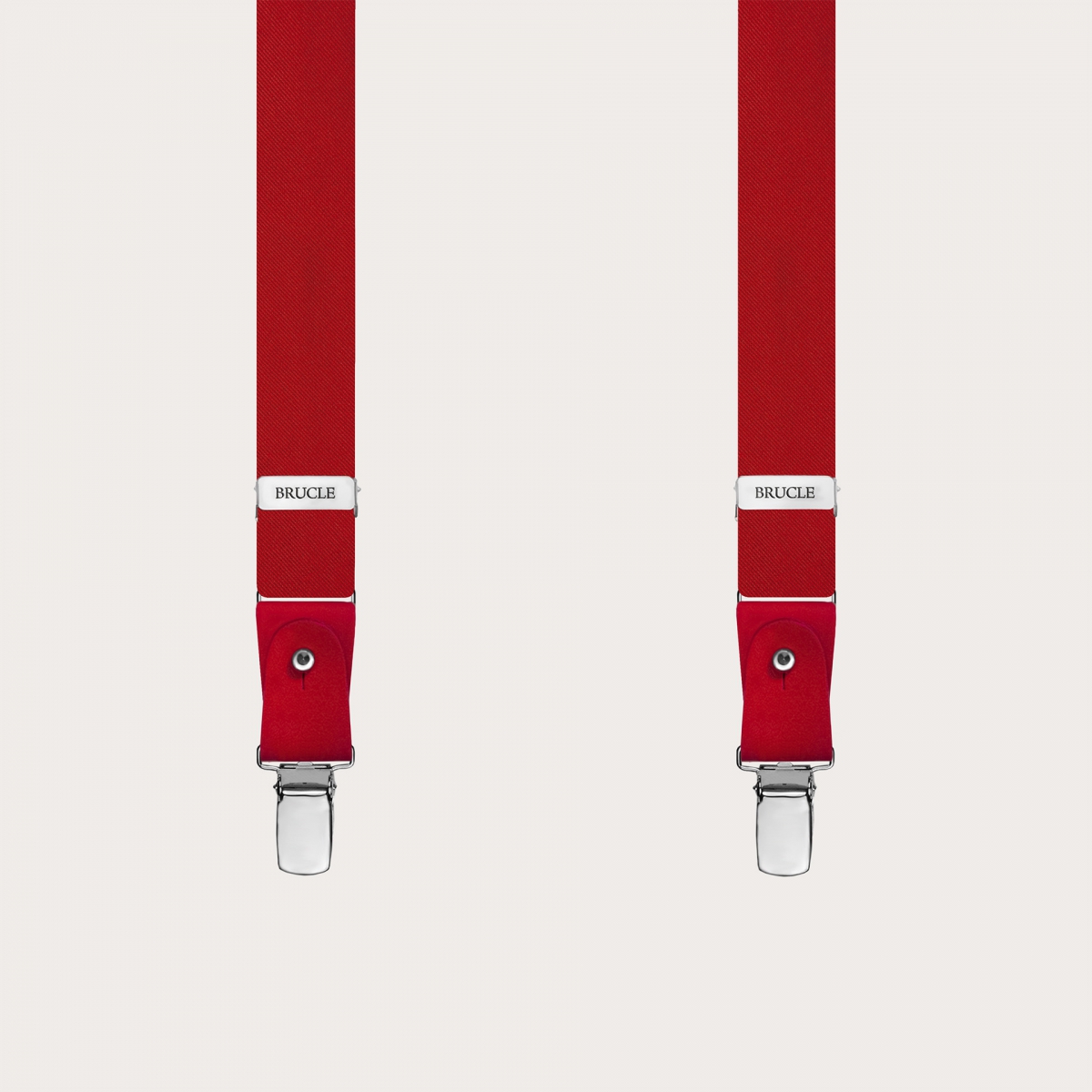 Bretelles en satin de soie rouge double usage avec clips ou boutons