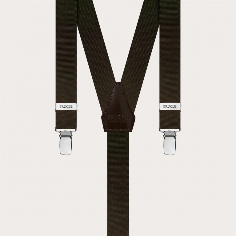 Dark brown narrow Y-back suspenders