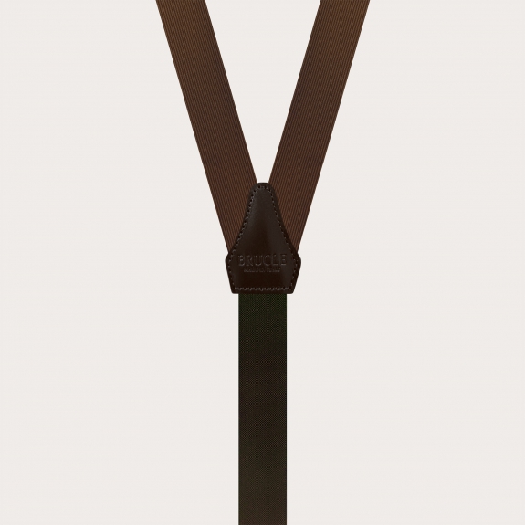 Narrow suspenders in brown and gold silk with buttonholes