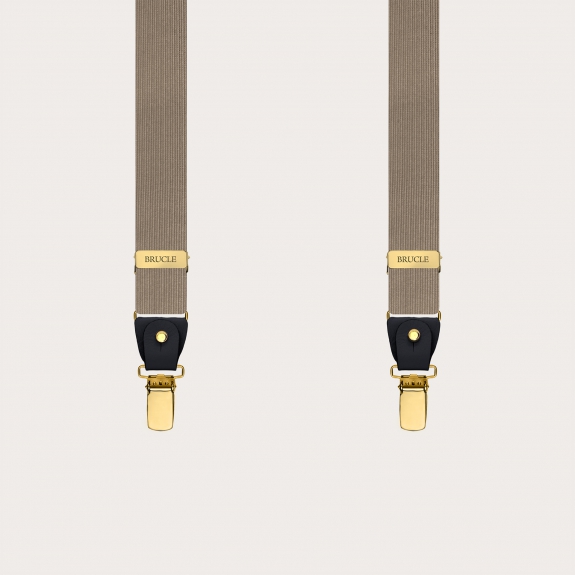 Narrow ecru suspenders dual-use with gold clips