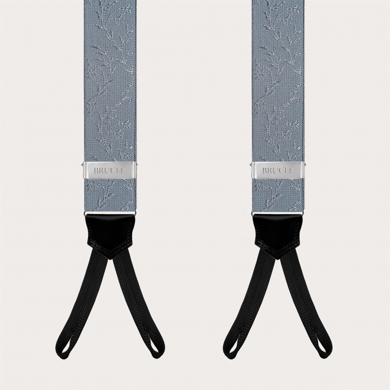 Ceremony suspenders with buttonholes in powder blue