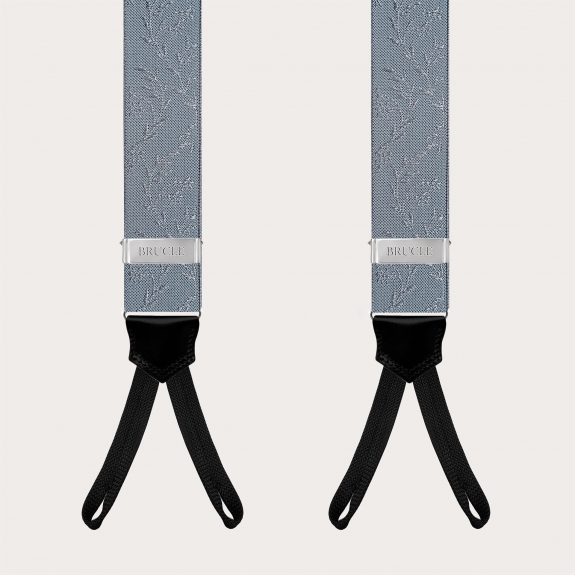 Ceremony suspenders with buttonholes in powder blue