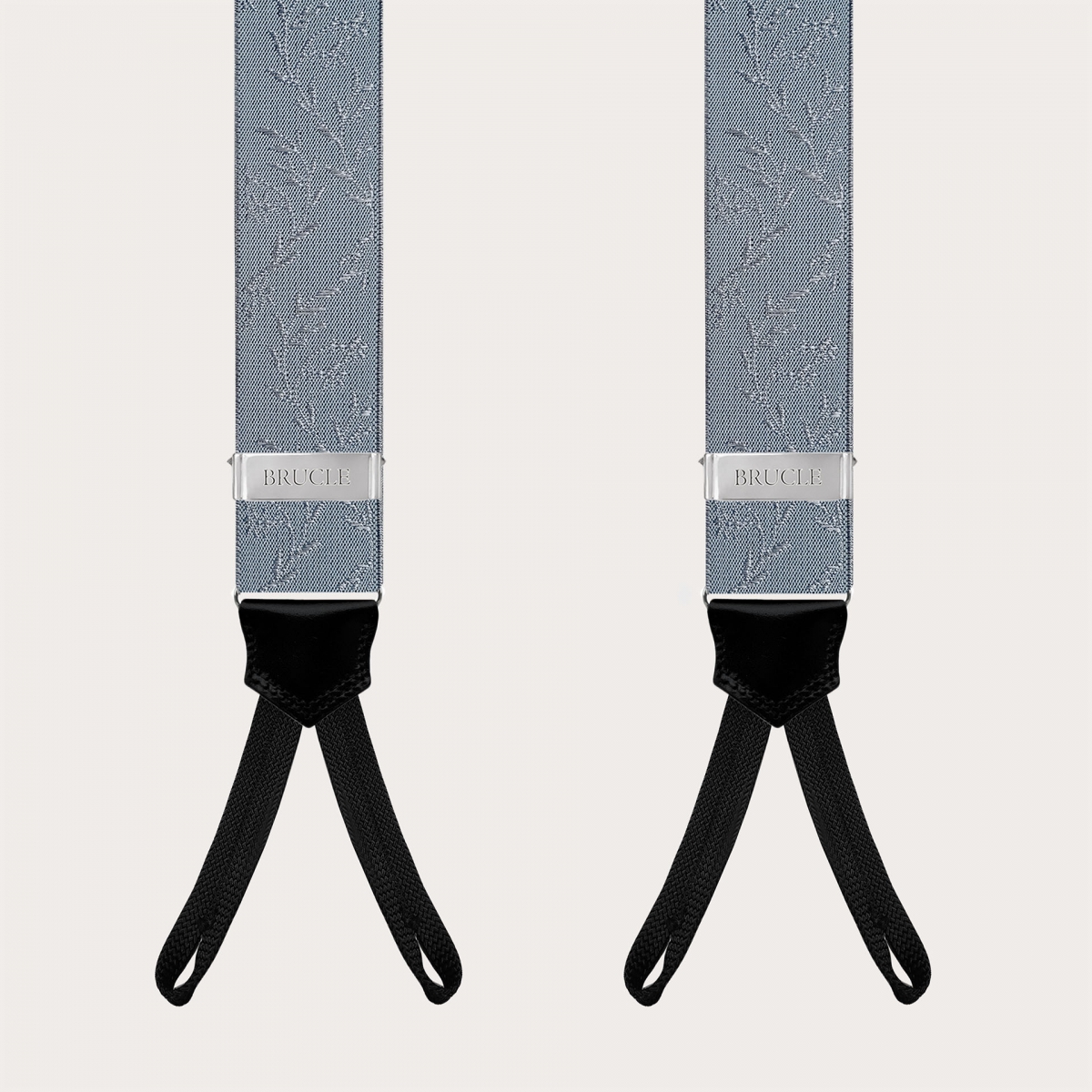 Ceremony suspenders with buttonholes in powder blue