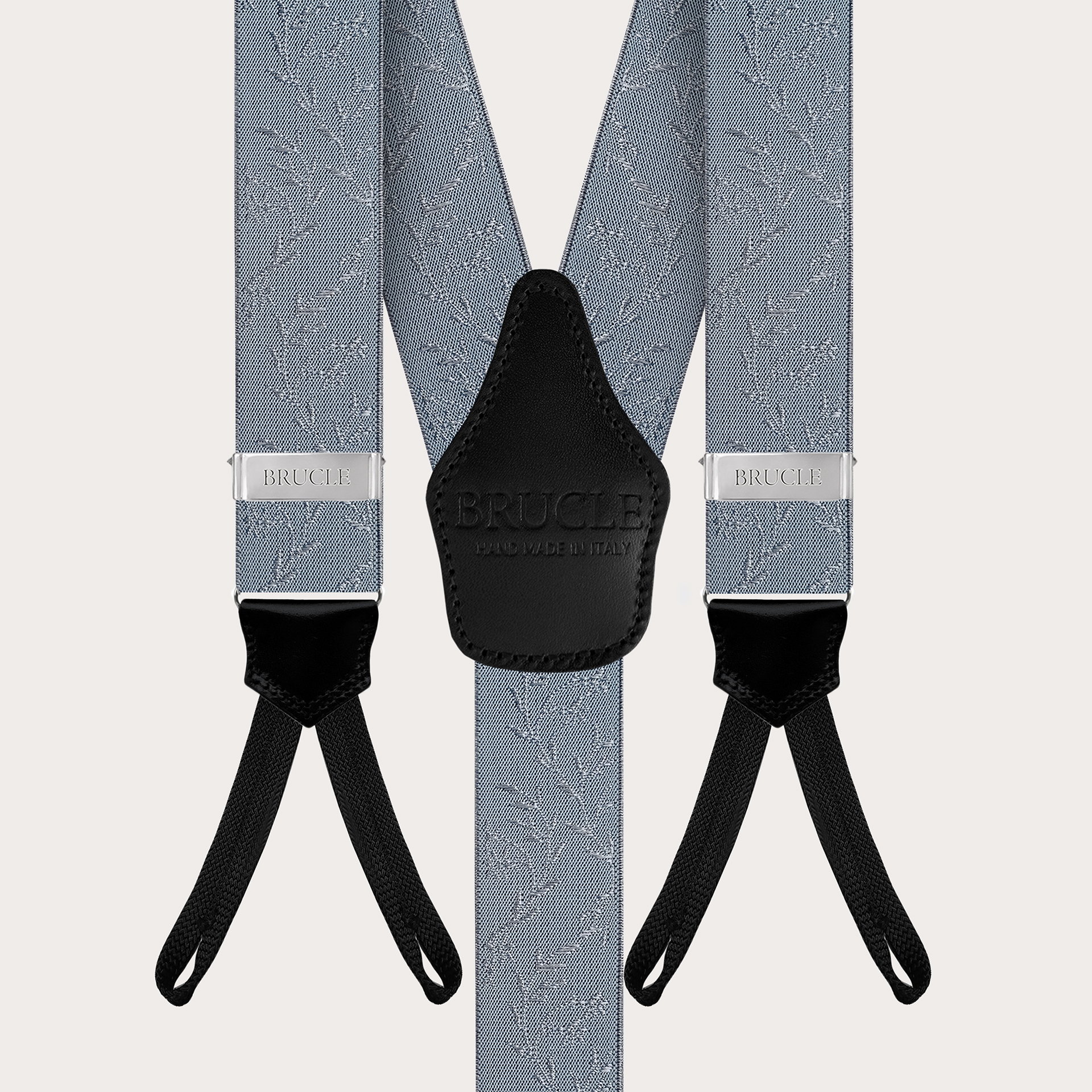 Ceremony suspenders with buttonholes in powder blue