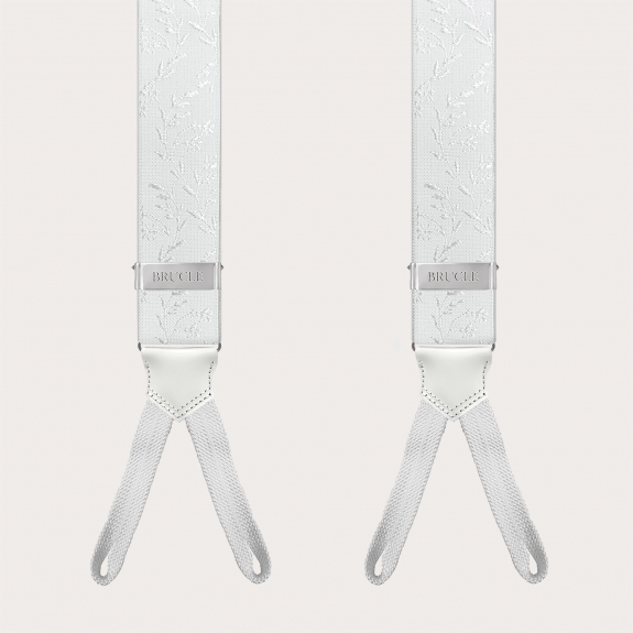 Tirantes blancos de ceremonia para botones con diseño tono sobre tono