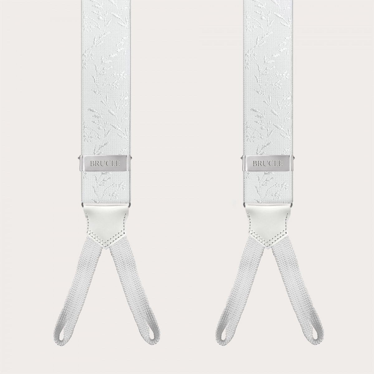 Tirantes blancos de ceremonia para botones con diseño tono sobre tono