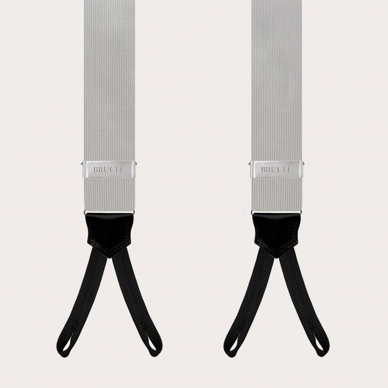 Formal Y-shape suspenders with braid runners, grey