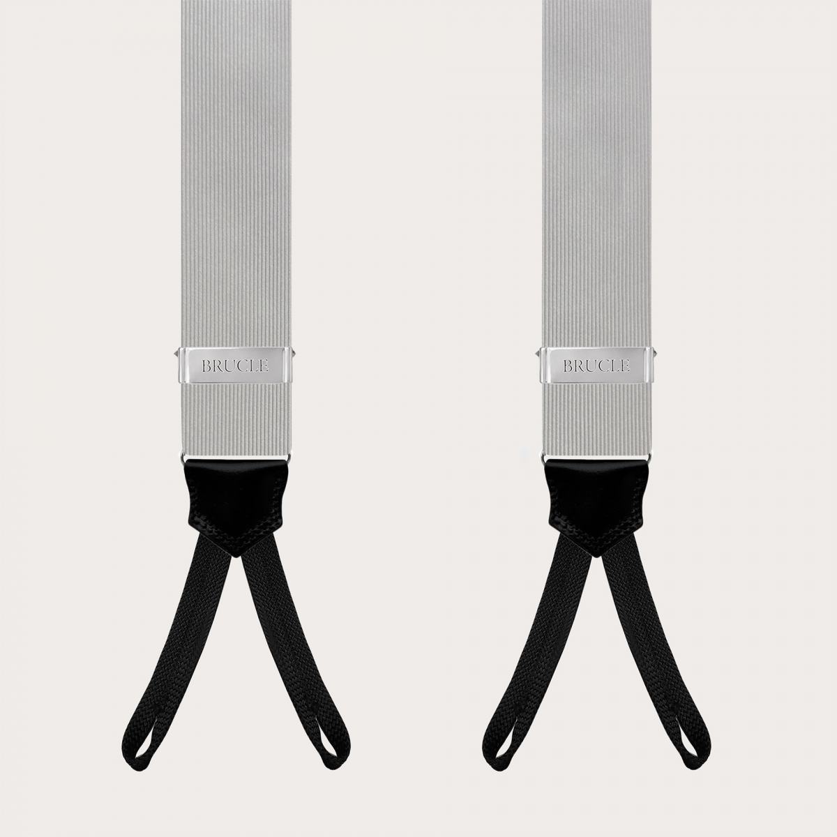 Formal Y-shape suspenders with braid runners, grey