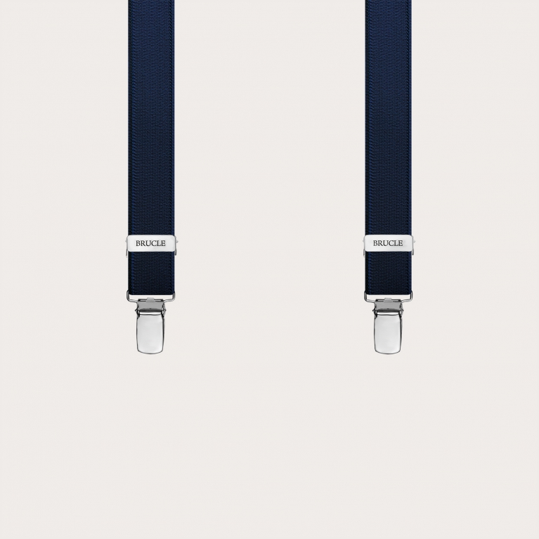 Bretelles étroites en satin bleu élastique, uniquement des clips