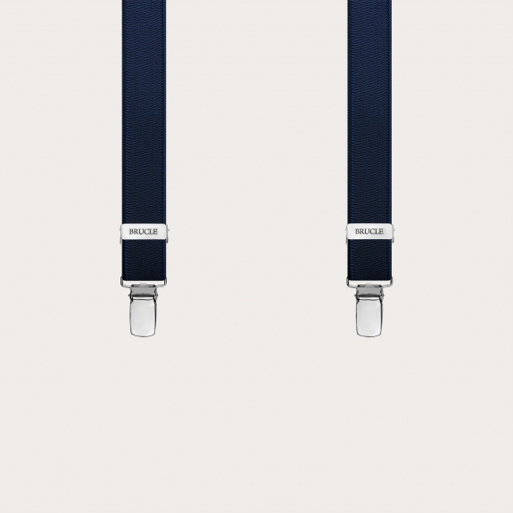 Bretelles étroites en satin bleu élastique, uniquement des clips