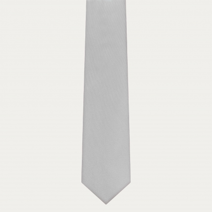 Pearl gray silk satin tie