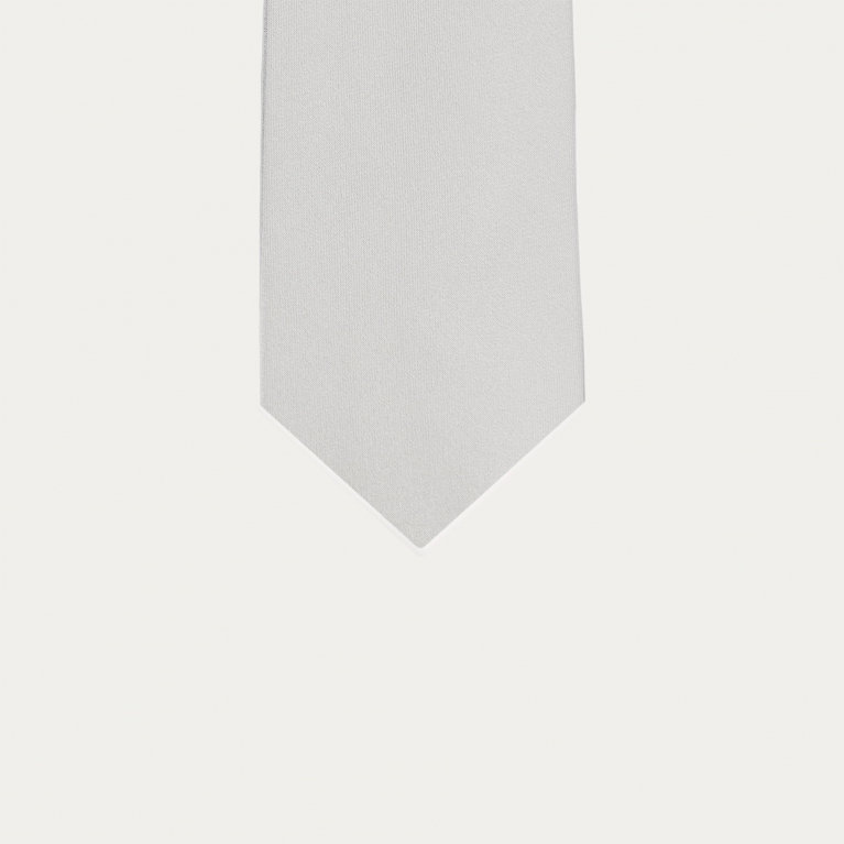 Cravate étroite en satin de soie gris perle