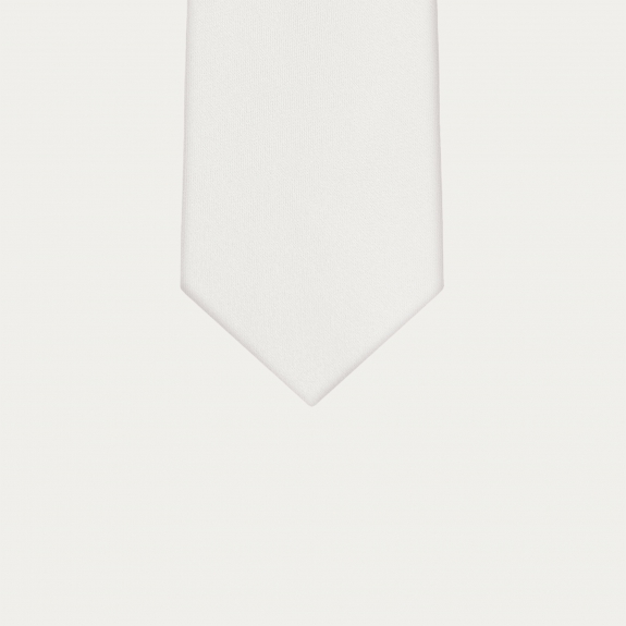 Weißes Satin-Krawatte und Einstecktuch Koordinationsset