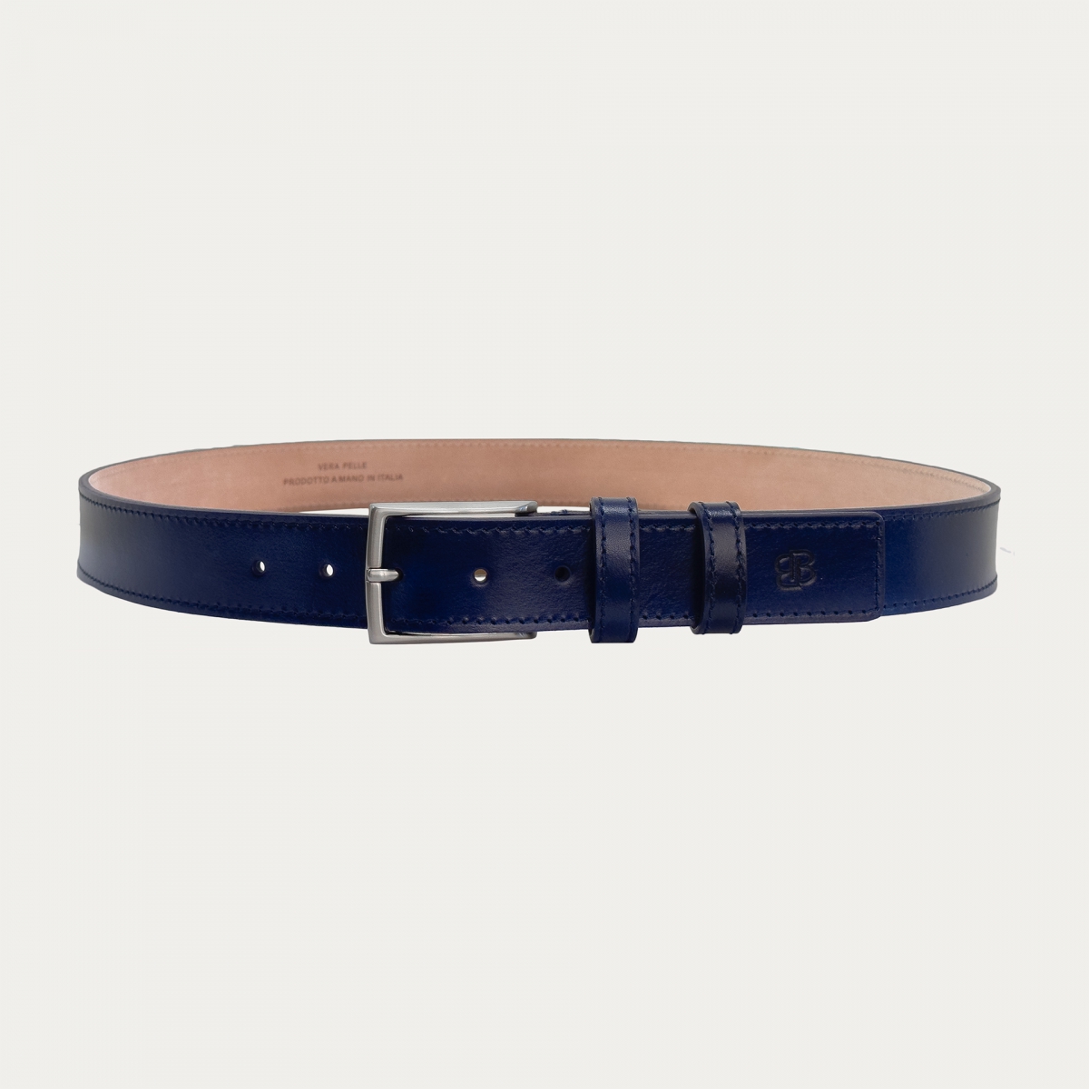 Hand-colored navy blue belt nickel-free