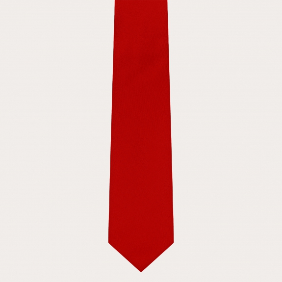 Ensemble coordonné de bretelles et cravate en satin de soie, rouge