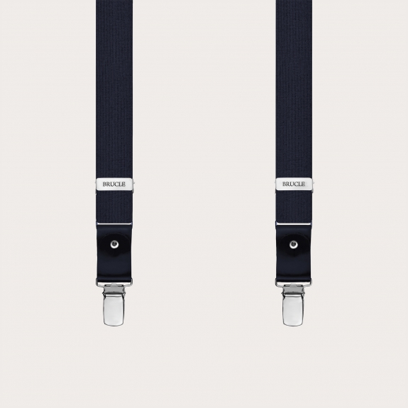 BRUCLE Hosenträger schmale nickelfrei aus seide, Navy blau