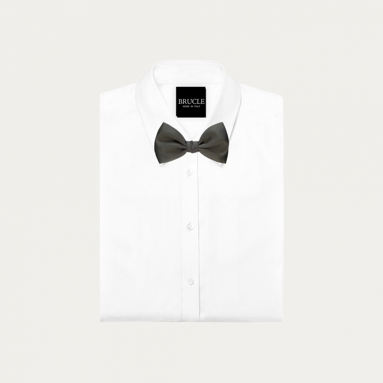 Olive green silk satin men's pre-tied bow tie