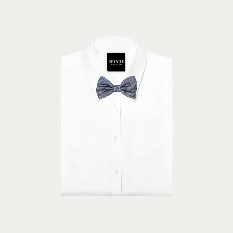 Nœud papillon homme en soie bleu et blanc
