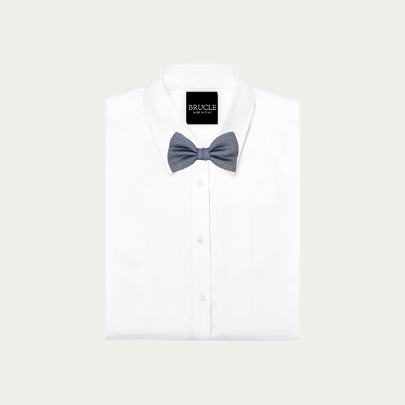 Pajarita de hombre de seda azul y blanca