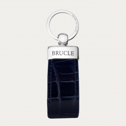 Blue glossy crocodile keychain