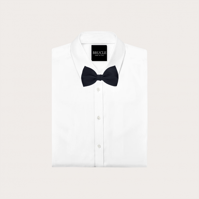 Navy blue self-tie silk satin bow tie