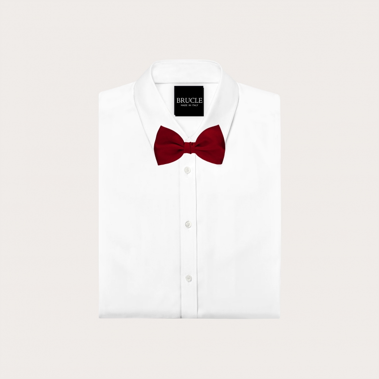 Burgundy silk satin self-tie bow tie