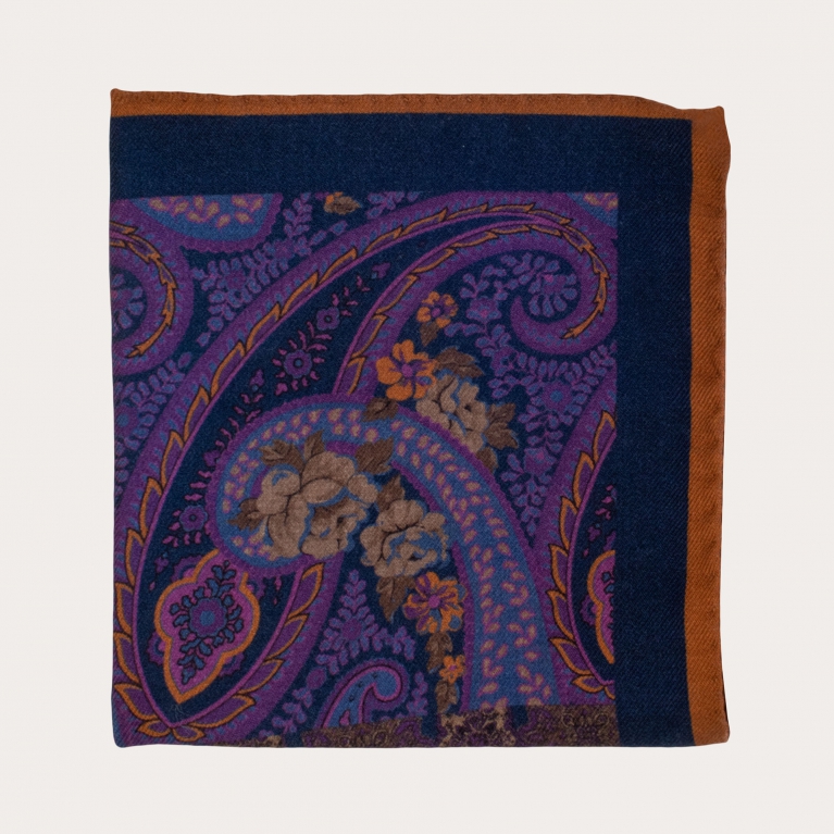 Men's blue paisley tie pocket square
