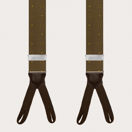 copy of Bretelles en soie marron à fleurs pour boutons ou clips