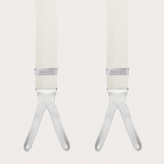 Formal silk suspenders with braid runners, white