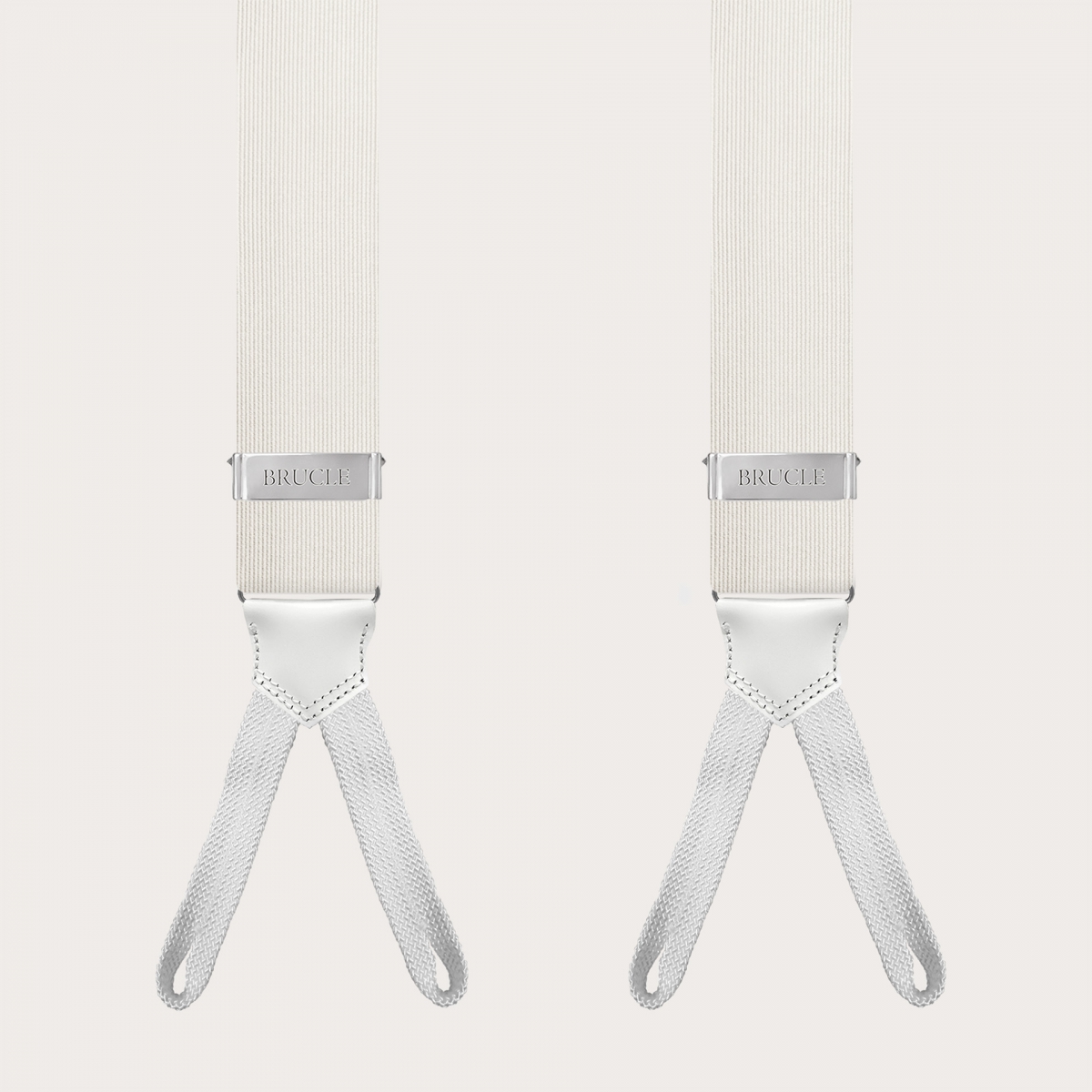 Formal silk suspenders with braid runners, white
